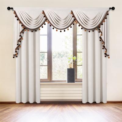 China Modern Cream Window Decoration Velvet Valance Curtain Set Chinese Blackout Cortina Waterfall Pelmet Living Room For Home Ready Made for sale