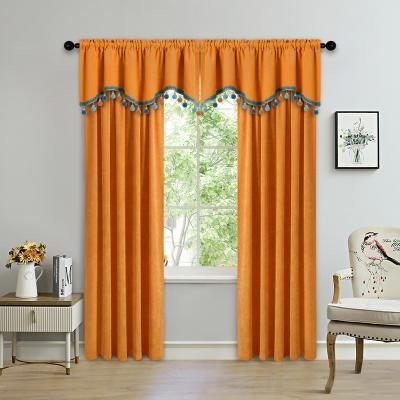 China Blackout Window Velvet Valance Curtain Set Living Room Solid Fabric Blackout Cloth Cortins Ready Made for sale