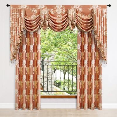 China European Luxury Blackout Curtain With Valance Attached Cortina Pelmet For Living Room Style Valance Elegant Floral Drapes Ready Made for sale