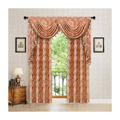 China Wholesale Drapes Fabric Jacquard Luxury Blackout Window Curtains For Living Room With Valance Valance Curtains Ready Made Cortins for sale