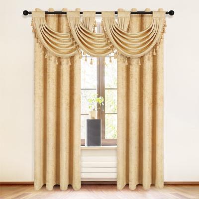 China Modern Window Decoration Gold Chenille Valance Curtain For Living Room China Supplier Luxury Chinese Cortines Valance For Home for sale