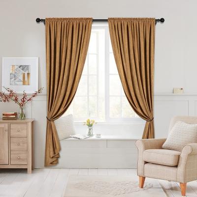 China Modern Blackout Double Layer Chenille Blackout Curtains For Living Room Window Cortina Cloth Fabric For Home Ready Made for sale