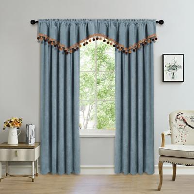 China Blackout Valance Modern Solid Curtain Set Living Room Blackout Elegant Cortina For Home Valance Ready Made for sale