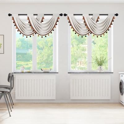 China Semi Blackout Cream Velvet Soft Curtains For Living Room With Valance Home Decor Modern Solid Color Valance With Nice Beads for sale