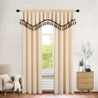 China New European Blackout Design Chenille Soft Piece Curtain With Valance For Living Room Cortinas Luxury Valance For Home Ready Made for sale