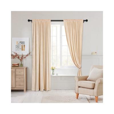 China Wholesale Ready Made White Blackout Curtain Cheap Home Curtains For Modern Living Room Elegant Chenille Fabric Curtain for sale