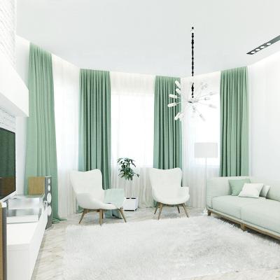 China Modern Blackout Blackout Green Curtains For Living Room Bedroom Thermal Insulated Thick Window Curtain Treatment Solid Color Drapes for sale