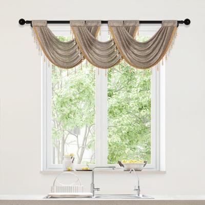 China Window Decoration Textile Crepe Valance Sheer Fabric For Semi Room Modern Tulle Valance For Home Curtain In Window Decor Ready Made for sale