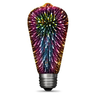 China Decorative Indoor Lighting Led Lights 4W Color Led Firework Bulb E27 ST64 3D Led Lamp Bulb for sale