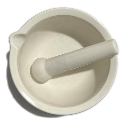 China Porcelain NERS Smooth Rounded Bottom Bowl Shape Porcelain 150ml Mortal and Pestle with Pouring Lip for sale