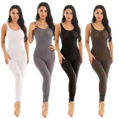 China Nylon+Spandex In Mesh Women Full Body Tights Bodysuit Dancer Tights Nightgowns Zipper Running Sheer Crotch Stretch Jumpsuit for sale