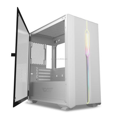 China With Fan QY OEM Customize Micro Atx Aluminum Computer Case Mid Tower Desktop Case for sale