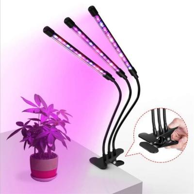 China Seed Starting QY Professional Indoor Garden 3 Head Stand Flexible Clip Full Spectrum Led Plant Grow Light Grow Light for sale