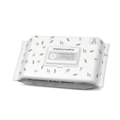 China Flushable & OEM 100% Biodegradable Wood Pulp Water Flushable Eco-Friendly Degradable Cloth (Wood Pulp + Viscose) Organic Baby Wipes for sale