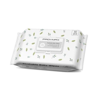 China Flushable & degradable tissue (wood pulp + squishy) OEM private label wood pulp natural sensitive skin tissue water flushable degradable baby wipes for sale