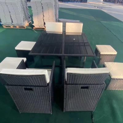 China Modern Wicker Square Sofa Coffee Table Rattan Furniture Set Nine Chair And Table Sets (Dismantled) for sale