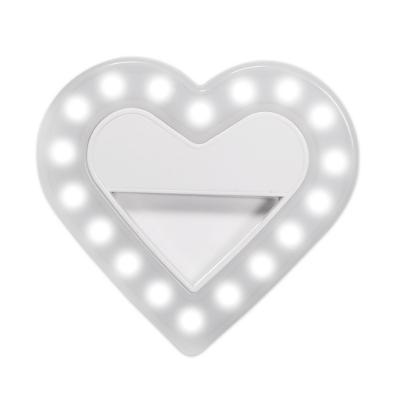 China Abs+pc LED Selfie Photography LED Ring Light USB Heart Shaped Portable Selfie Ring Light Charging for sale