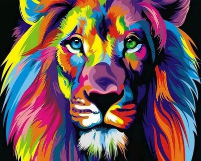 China BOSHUN Paint By Numbers Kits With Brushes And Acrylic Dye DIY Canvas Paint For Adults Beginner Colorful Lion 16 x 20 inc. HO11638 for sale