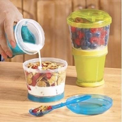 China Sustainable Plastic Cereal Cup Cereal Double Cup Cereal To Go Cup for sale