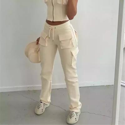 China Hot Sale Autumn Winter Joggers Pants High Waist Cargo Women Sweatpants Anti-wrinkle Multi Pocket Thicken Sweatpants for sale