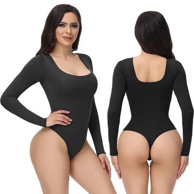 China Logo Women Skims Bodysuits Nude Body Female Suits One Piece Breathable Custom Long Sleeve For Women for sale