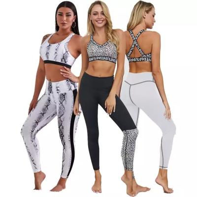 China Fashion Fitness Yoga Set Breathable Wholesale Custom Women Cheetah Print Summer Sports Bra Pants Set for sale