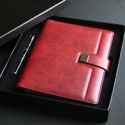 China Set Magnetic High Quality Spiral Gift Box Business Handmade Leather A5 Notebook With Pen for sale