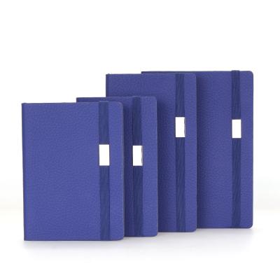 China Hardcover Customize Elastic Band Closure Hardcover Notebook Lined A5 Pages PU Leather Notepad for sale