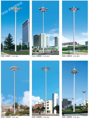 China 35M Q235 steel Galvanized Hexagonal decorative outdoor high mast pole for Plaza Lighting with double Winch for sale