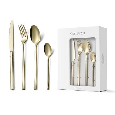 China Sustainable Customized Product Stainless Steel Gold Cutlery Set With Box High Grade Kitchen Utensils Set for sale