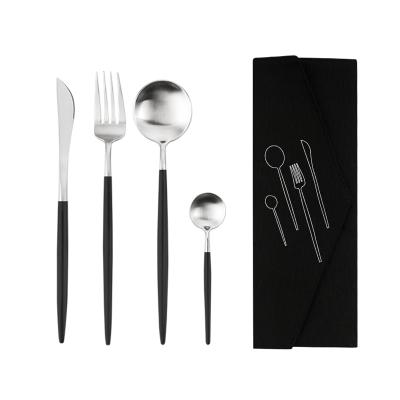 China Viable Japanese Cutlery Set 18/10 Stainless Steel Portable Spoon Fork Knife Set Luxury Lunch Tableware for sale