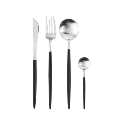 China Sustainable High Quality Stainless Steel Cutlery 4pcs Silver Set Reusable Spoon And Fork Set for sale