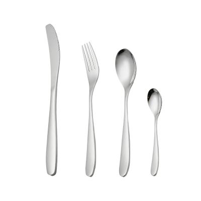 China Viable High Quality 304 Stainless Steel Spoon 4pcs Fork and Knife Cutlery Set Silverware Mirror Polish Tableware for sale