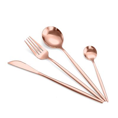 China Viable Classic Cutlery Set Stainless Steel Rose Gold 4pcs Spoon Fork And Knife Dining Utensils for sale