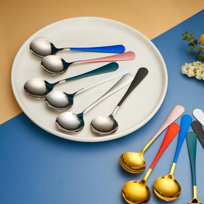 China Viable Korean Style Teaspoon Silverware Stainless Steel Kids Flatware Honey Spoon Tableware for sale