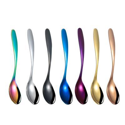 China Viable Wholesale Creative Titanium Hotel Spoon Stainless Steel Western Tableware Pplated Thickened Anti-scald Gold Korean Spoon for sale