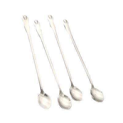 China Sustainable Factory Supplied Customize Sliver 201 Lengthen Stainless Steel Ice Tea Spoon for sale