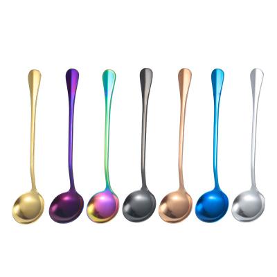 China Wholesale Creative Stored Longer And Thicker Multiple Color Hotel Dinnerware Stainless Steel Western Spoon for sale