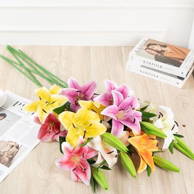 China Plastic+silk Fabric Wholesale Supplier Real Touch Artificial Lily Flowers For Wedding Home Decoration for sale