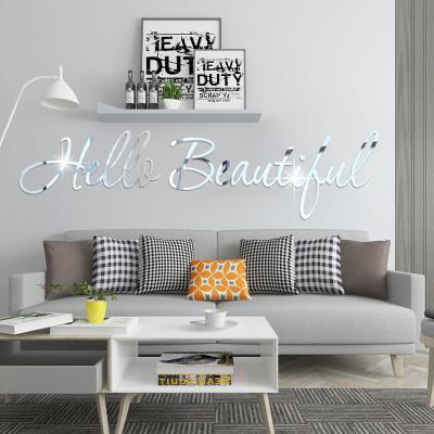 China Custom Removable Acrylic Art Words Mirror Stickers Wall Home Decoration for sale