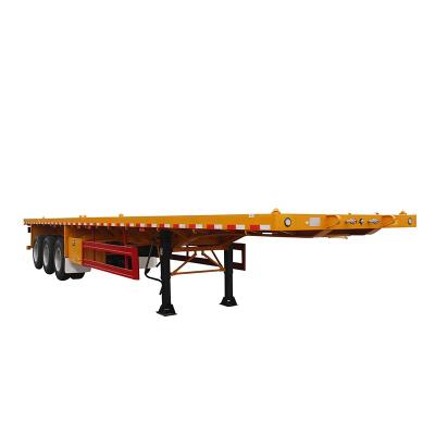 China Truck Trailer Best Selling 12m/13M Heavy Duty Container Carrier Tri Axle Flatbed Semi Trailer for sale