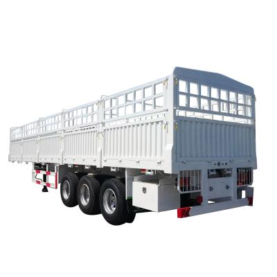 China Truck Trailer MOLEXI Fence Drop Side Grid POS Cargo Staking Semi Trailer Barrier Flatbed Semi Trailer for sale