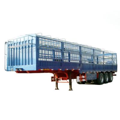 China Truck Trailer MOLEXI 3 Axle 70 Ton Rail Stake Truck Semi Trailer Barrier Drop Side Trailer for sale