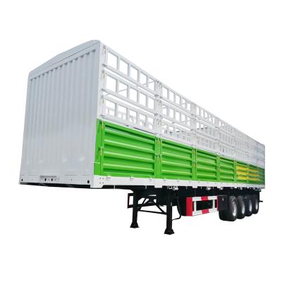 China Semi truck trailer factory price livestock transport stake trailer 3 axles rail semi trailers for sale for sale