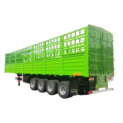 China Truck Trailer 4 Axles Barrier Semi Trailer For Vegetable And Livestock Transport With Low Price for sale