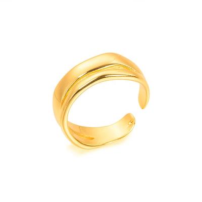 China Fashionable Wholesale Trendy Ladies Unique 18K Gold Plated Jewelry Design Brass Adjustable Handmade Ring for sale