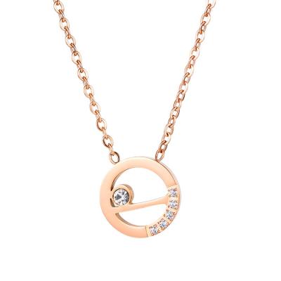 China FancyJewelry Design Trendy Rose Gold Zircon Diamond Crystal Stainless Steel Necklace Jewelry for sale