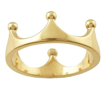 China / 2021 Factory Wholesale Engagement Stainless Steel Gold Plated Royal Jewelry Gold Crown Ring for sale