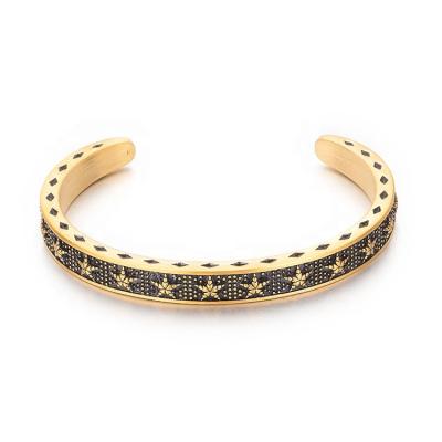 China TRENDY Fashion Jewelry Mens Womens 18K Gold Plated Enamel Stainless Steel Chunky Gold Bangles for sale