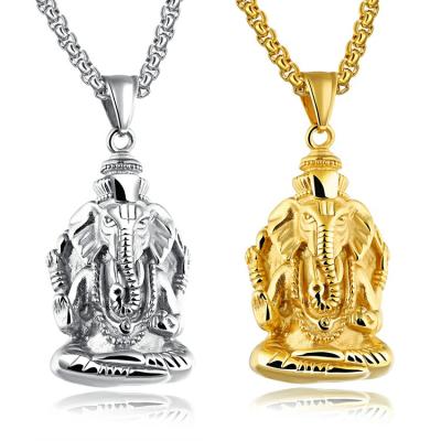 China Stainless Steel Ganesh Hindu Elephant Pendant Necklace Marlary Stainless Steel Fashion Gift Punk Jewelry for sale